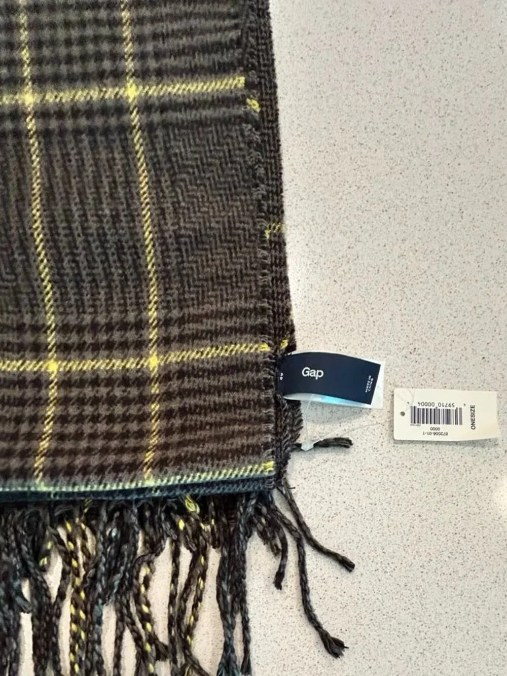 GAP Plaid Tartan Scarf – Brown Black Olive Gold – 100% Acrylic – NWT